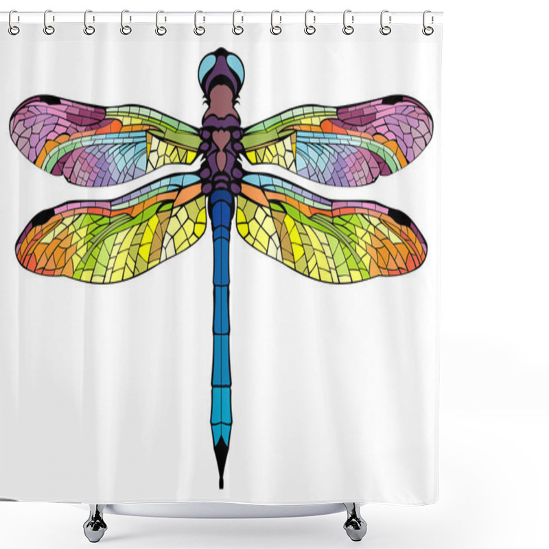 Personality  Bright Stylized Dragonfly Shower Curtains