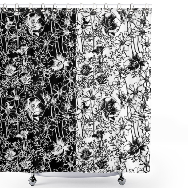 Personality  Seamless Flower Pattern Shower Curtains