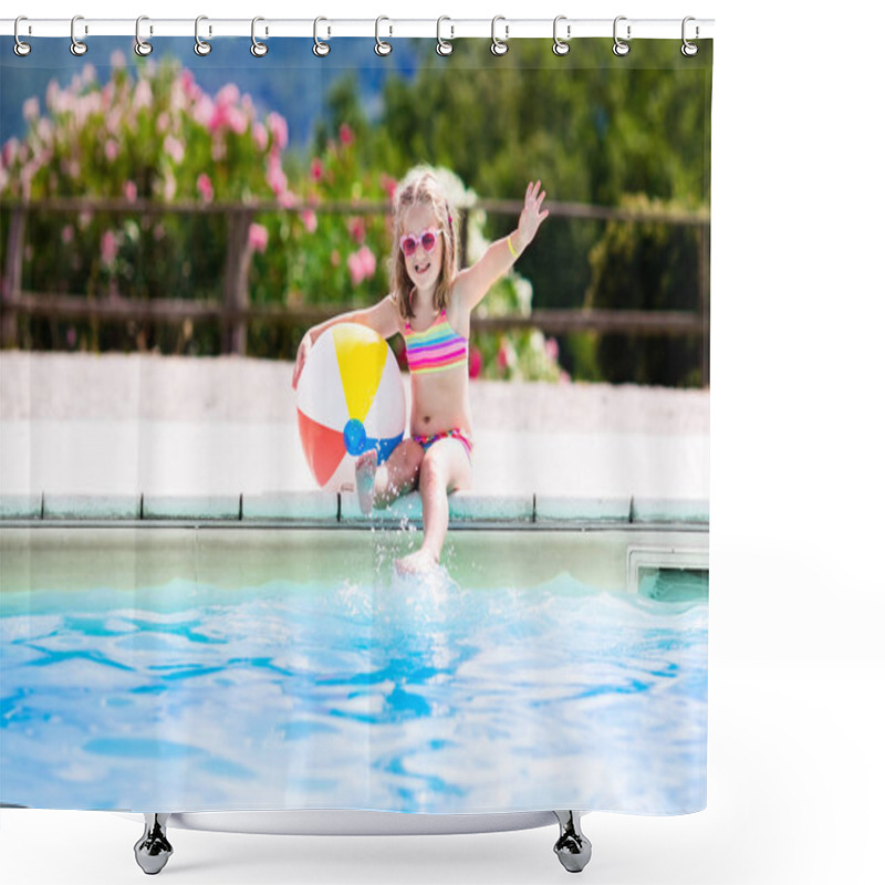 Personality  Child In Swimming Pool On Summer Vacation Shower Curtains