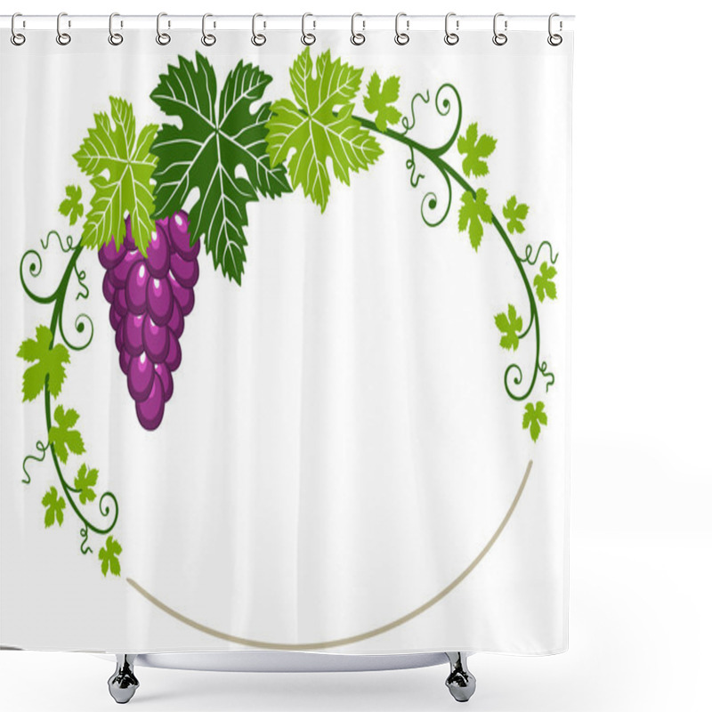 Personality  Grapes Frame With Leaves On White Background Shower Curtains