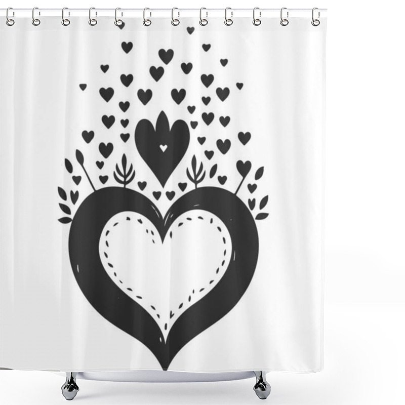 Personality  Heart Shaped Tree Growing Love,  Romantic Vector Illustration Shower Curtains