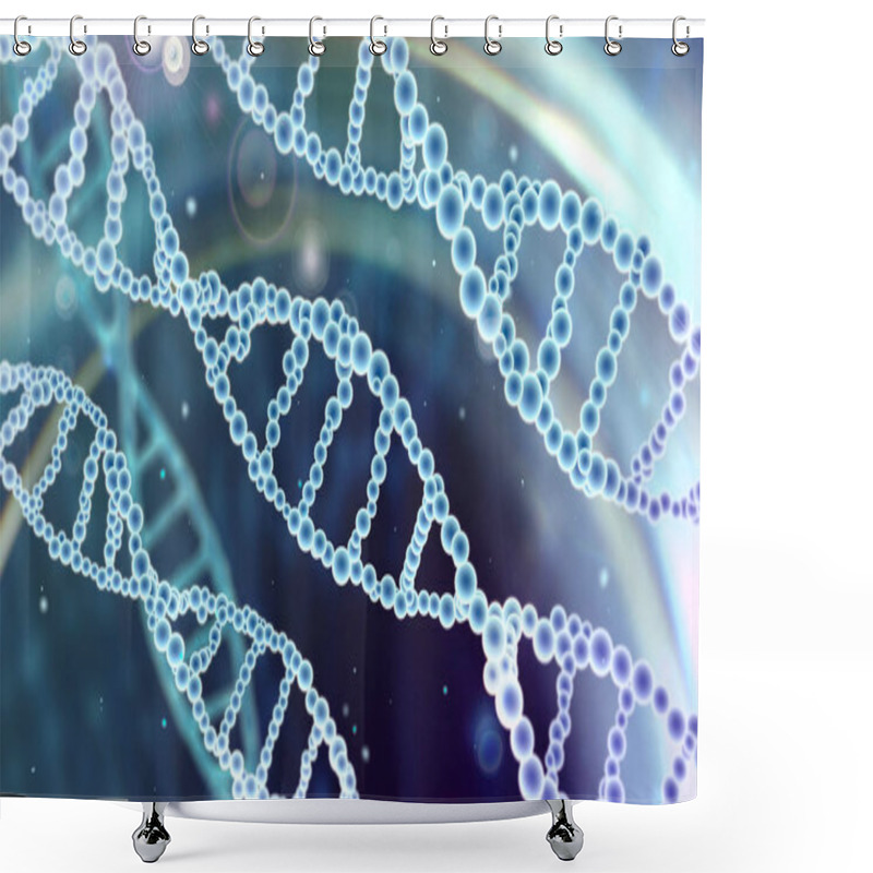 Personality  Abstract Scientific Background With DNA Spirals In Blue Space Shower Curtains