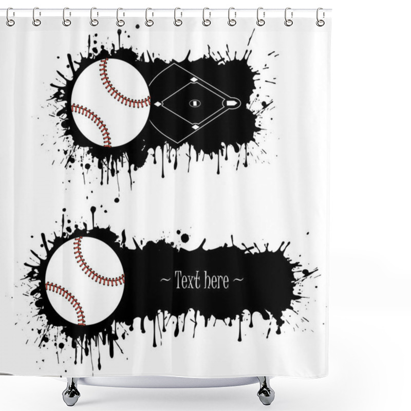 Personality  Set Of Hand Drawn Grunge Banners With Baseball Shower Curtains