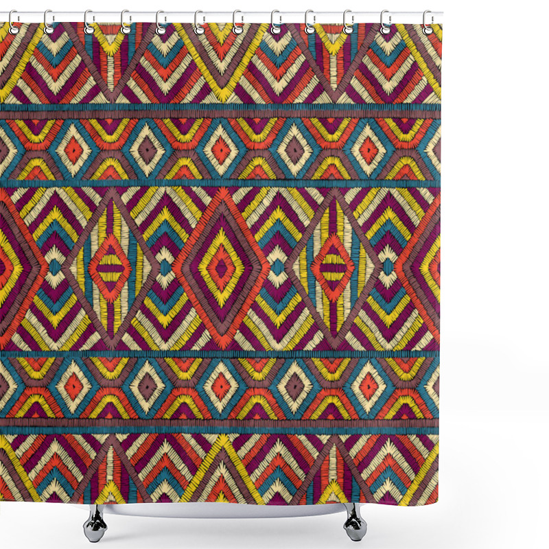 Personality  Embroidered Seamless Geometric Pattern. Ornament For The Carpet. Shower Curtains