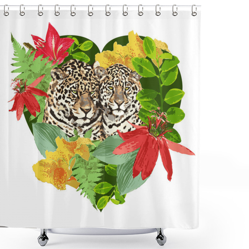 Personality  Leopards And Flowers Shower Curtains