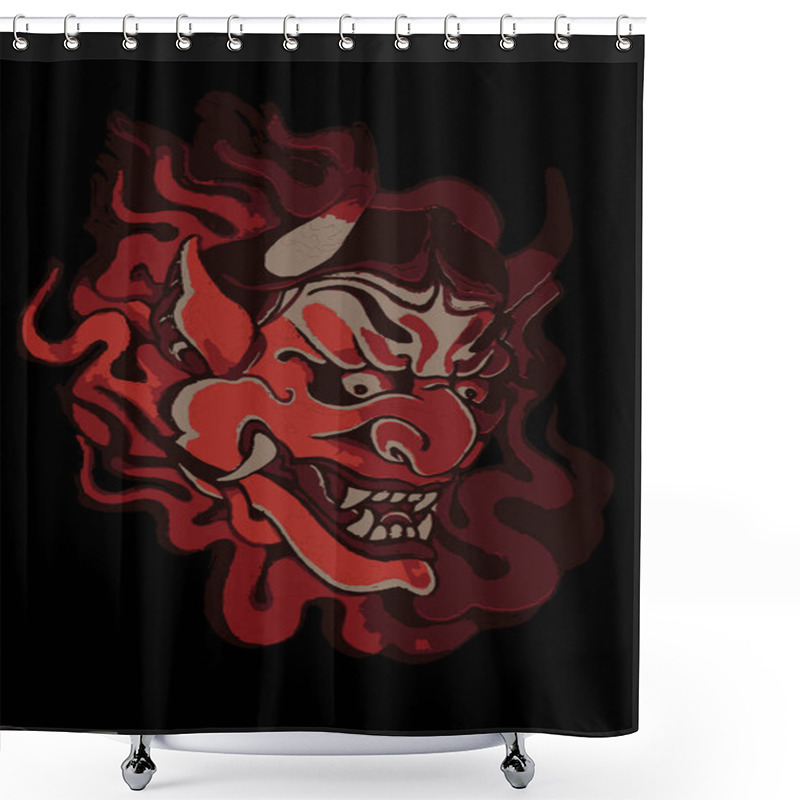 Personality  Hannya Demon Mask Oni Japanese Traditional Staff Asian Tattoo  Shower Curtains