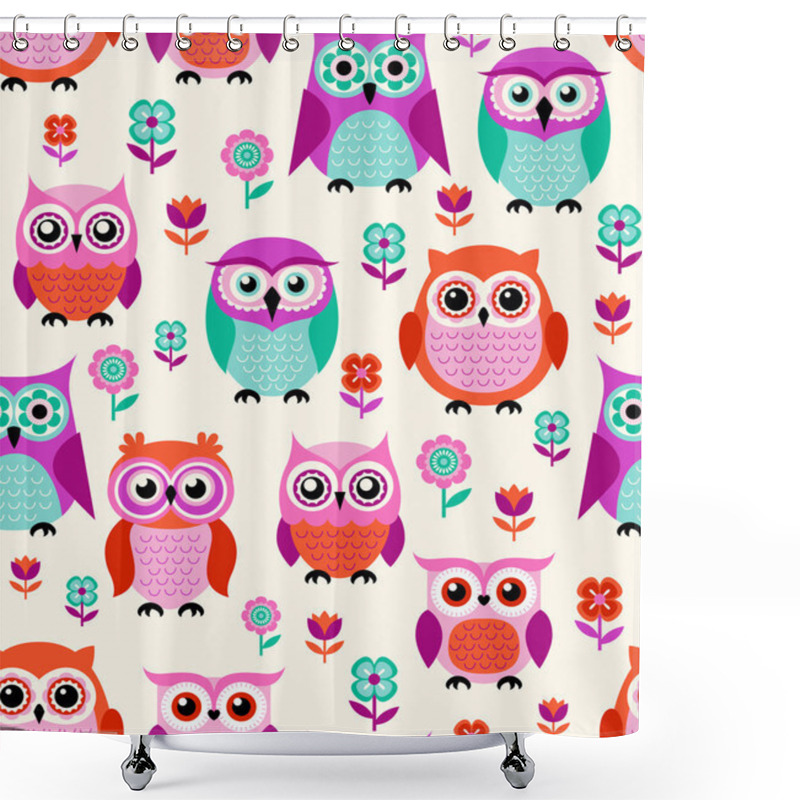 Personality  Seamless Cartoon Owls Pattern Shower Curtains