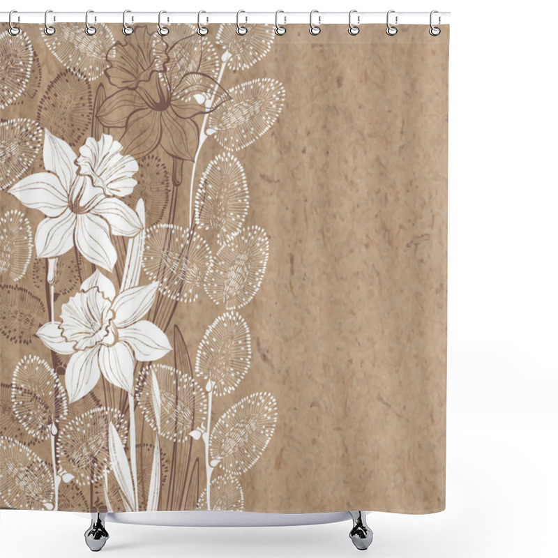 Personality  Spring Flowers On Kraft Paper Shower Curtains