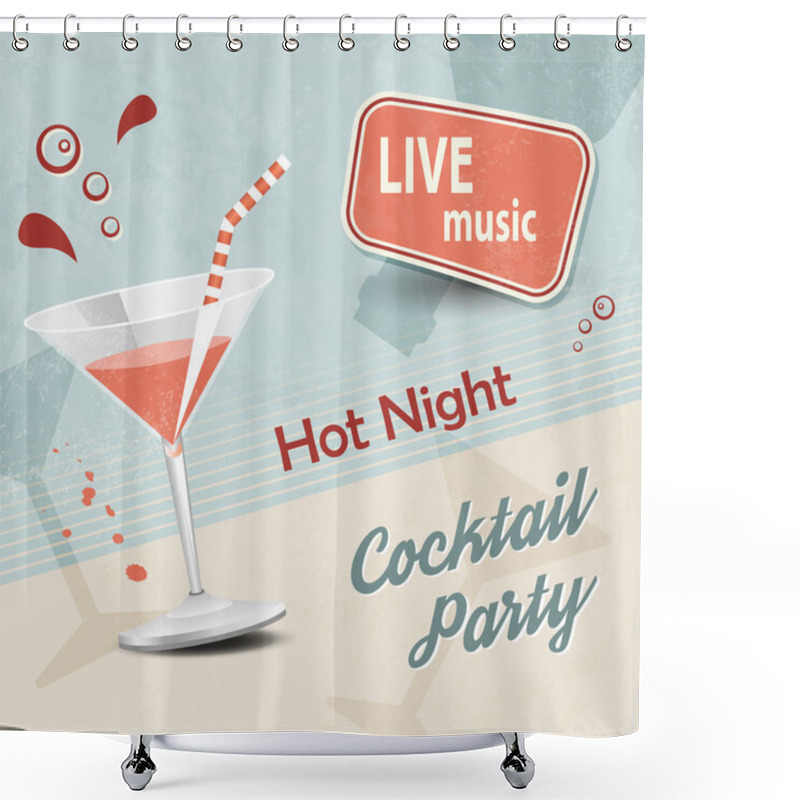 Personality  Retro Party Poster With Cocktail Glass Shower Curtains