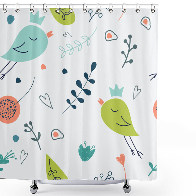 Personality  Seamless Vector Floral Pattern. Love Illustration Of Cute  Flowe Shower Curtains