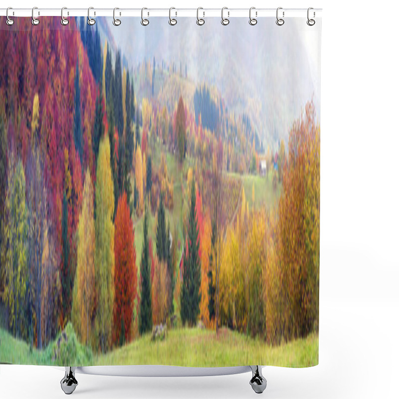 Personality  Mountain Village In Autumn Shower Curtains