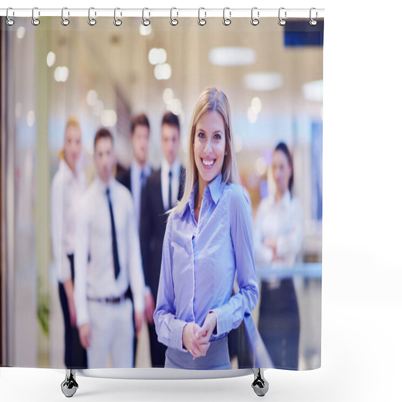 Personality  Business Woman With Her Staff In Background At Office Shower Curtains