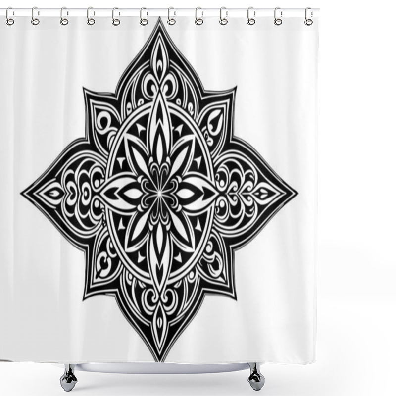 Personality  Mandala Pattern Black And White Shower Curtains