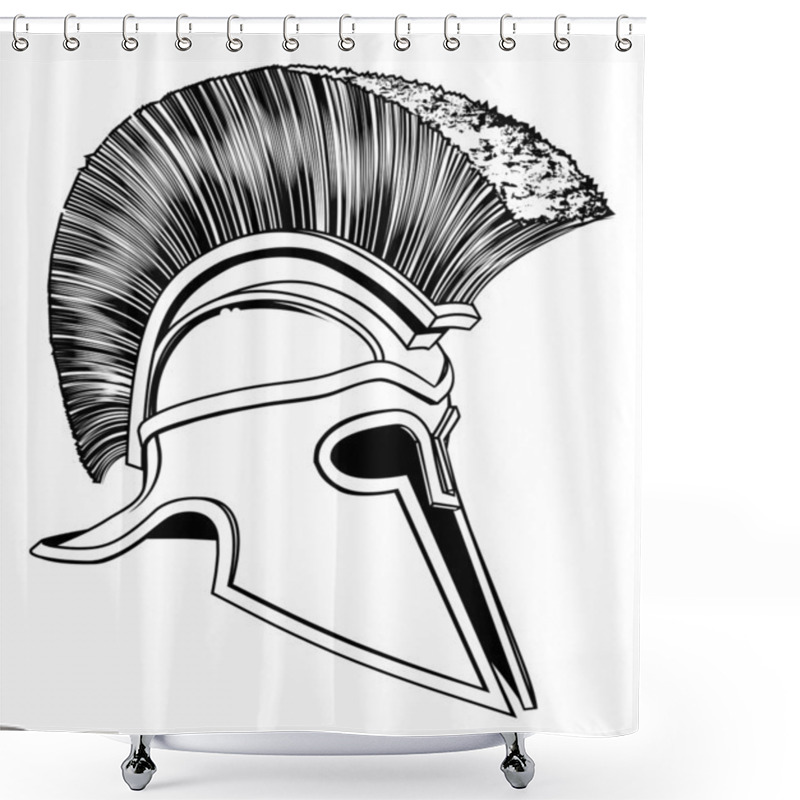 Personality  Black And White Trojan Helmet Shower Curtains