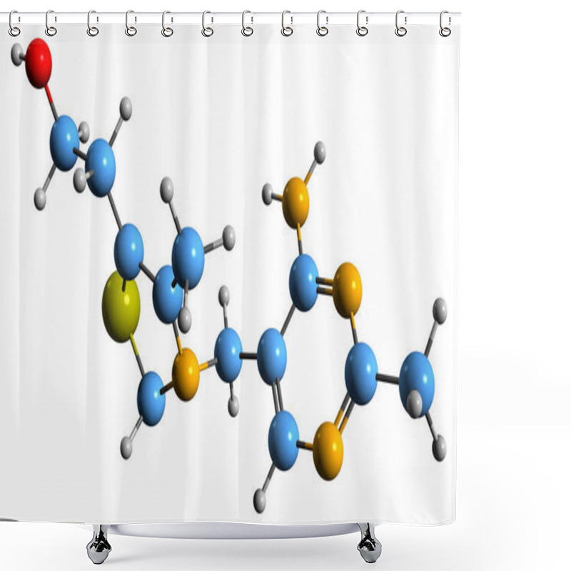 Personality   3D Image Of Thiamine Skeletal Formula - Molecular Chemical Structure Of  Vitamin B1 Isolated On White Background Shower Curtains