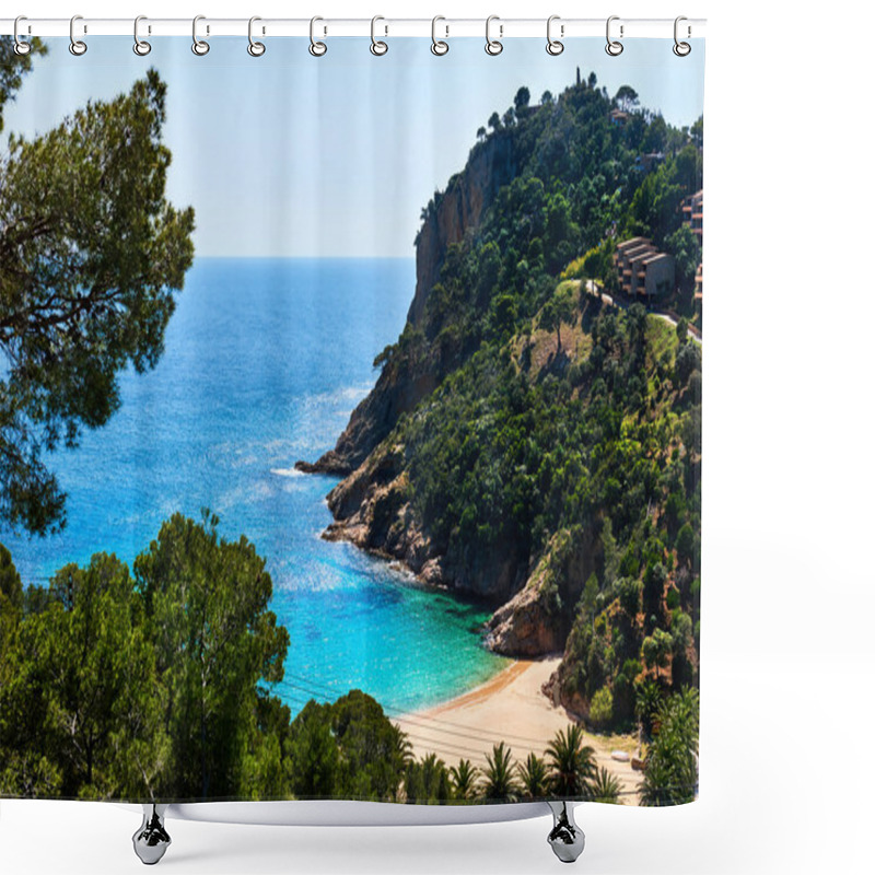 Personality  Empty Cala Giverola Beach. Spain Shower Curtains