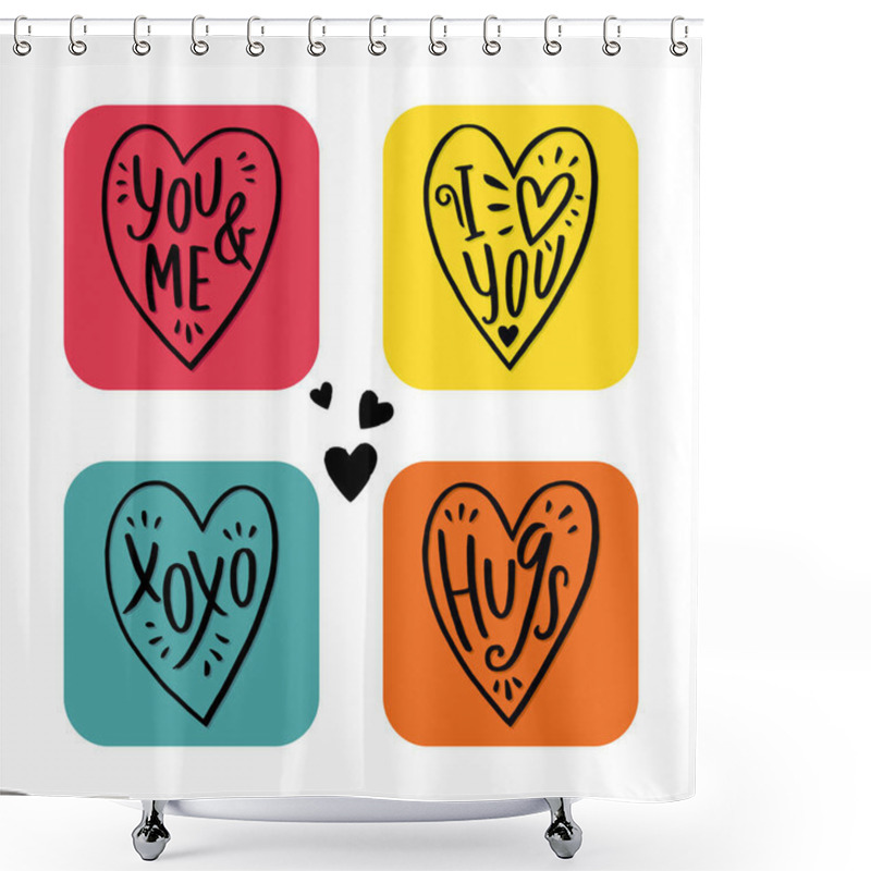 Personality  Set Of Cards With Heart Shower Curtains