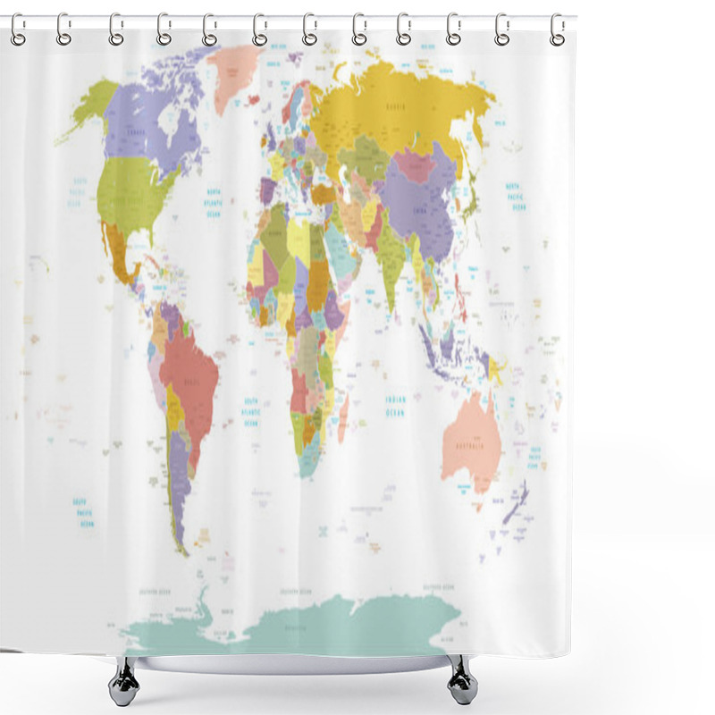 Personality  High Detail World Map Shower Curtains