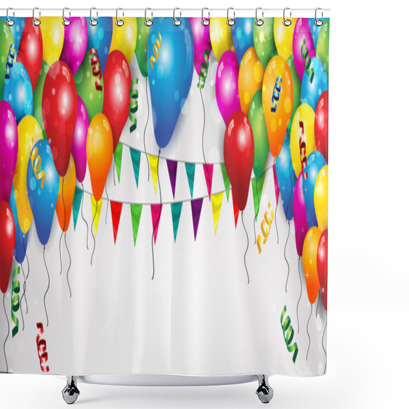 Personality  Banner Balloons And Flags Shower Curtains