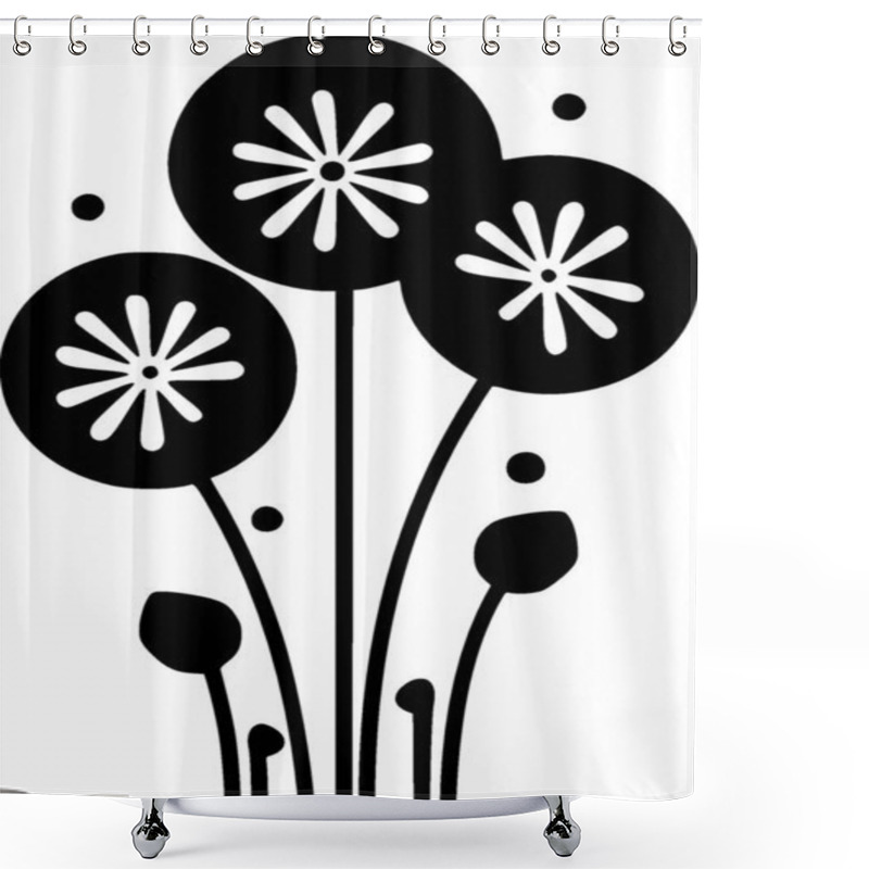 Personality  Flowers - Black And White Isolated Icon - Vector Illustration Shower Curtains