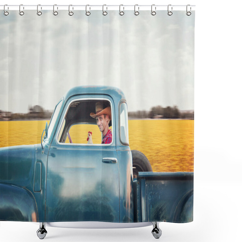 Personality  Man Driving Truck Shower Curtains