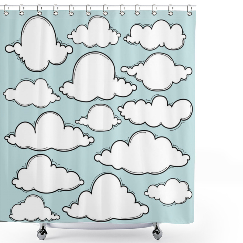 Personality  Hand Drawn Clouds Set.  Shower Curtains