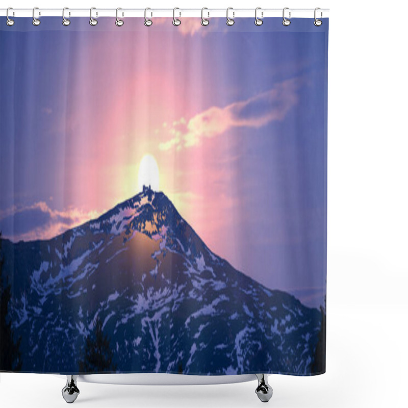 Personality  Sunrise Over Black Mountain Shower Curtains