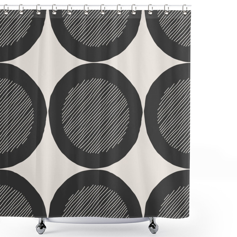 Personality  Trendy Minimalist Seamless Pattern With Abstract Creative Hand Drawn Composition Shower Curtains