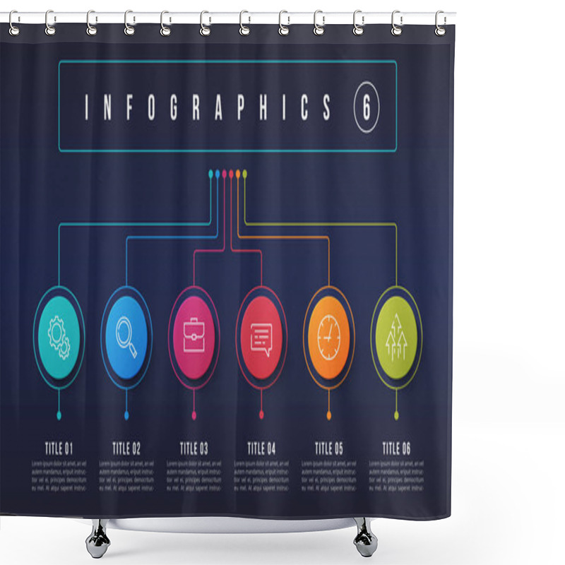 Personality  Vector 6 Options Infographic Design, Structure Chart, Presentati Shower Curtains