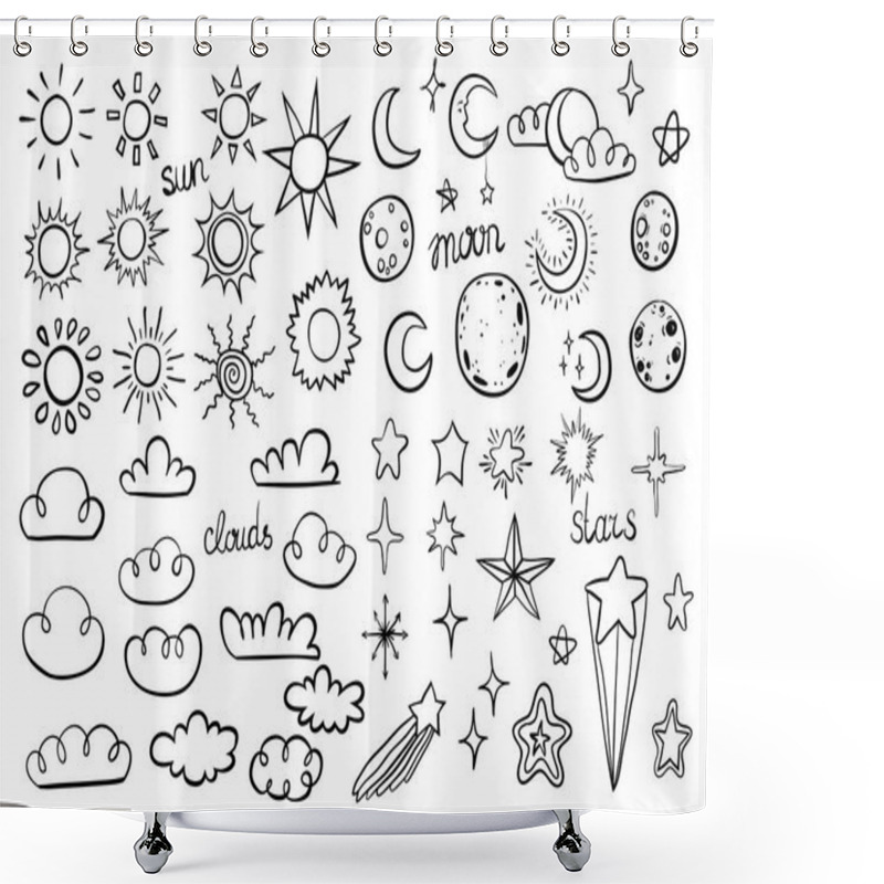 Personality  Weather Symbols On White Shower Curtains