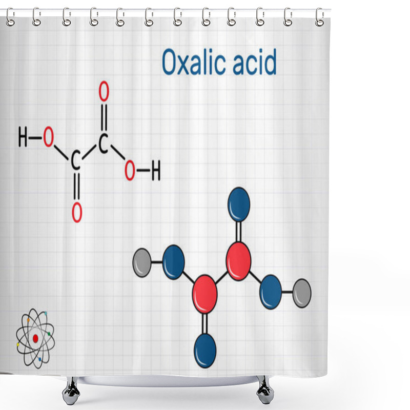 Personality  Oxalic Acid  C2H2O4 Molecule. It Is Dicarboxylic Acid. Structural Chemical Formula And Molecule Model. Sheet Of Paper In A Cage.  Shower Curtains