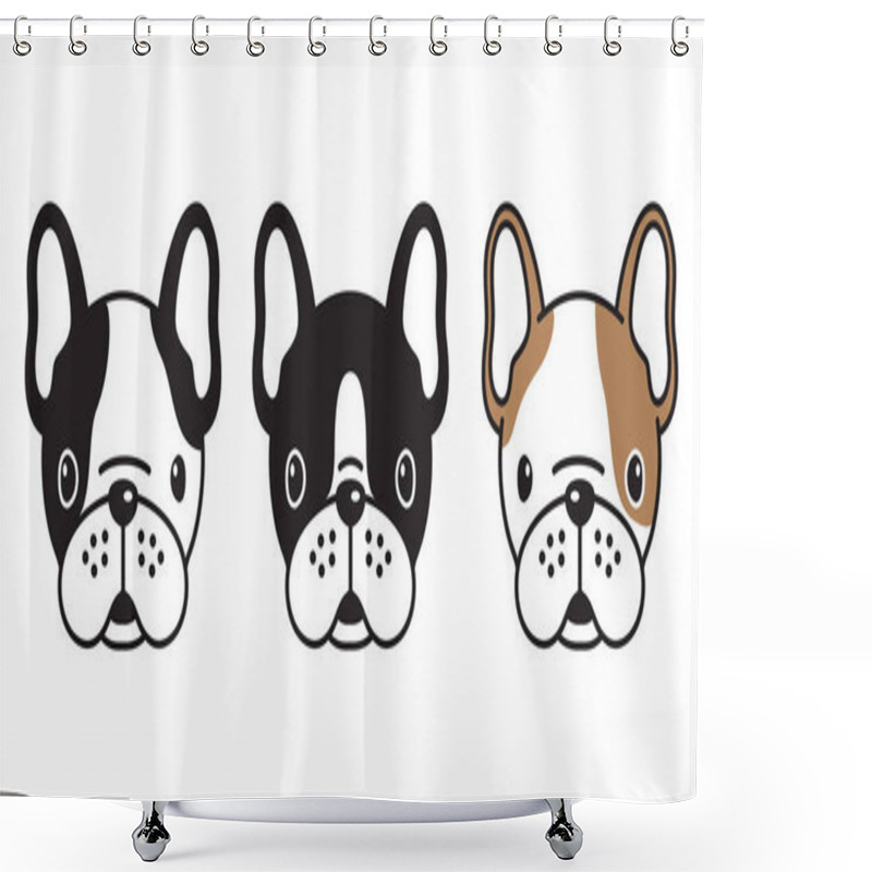 Personality  Dog Vector French Bulldog Pug Head Logo Icon Illustration Cartoon Doodle Shower Curtains