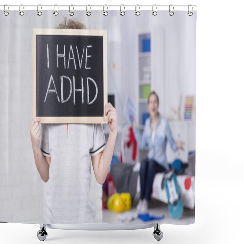 Personality  Boy Holding Blackboard Shower Curtains