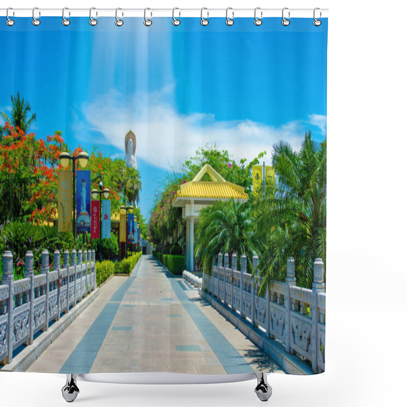 Personality  Buddhist Park, Open Space, Many Statues And Beautiful Places On The Island Of Sanya. Shower Curtains