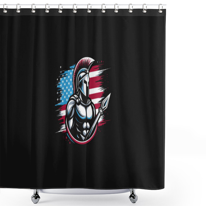 Personality  Spartan With Flag American Background Vector Artwork Design Shower Curtains