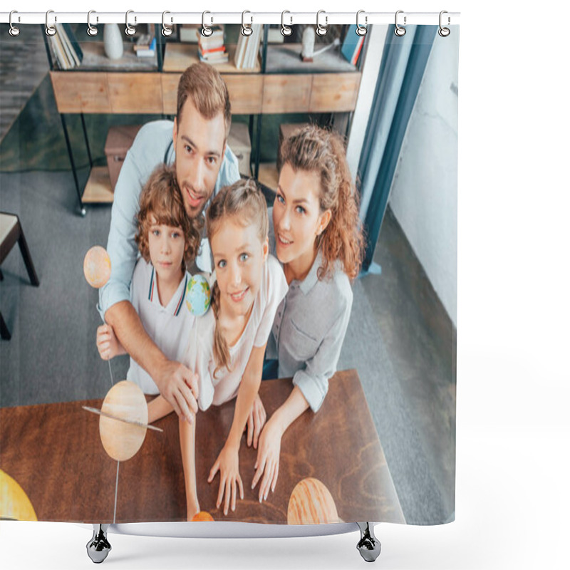 Personality  Family With Solar System Model Shower Curtains