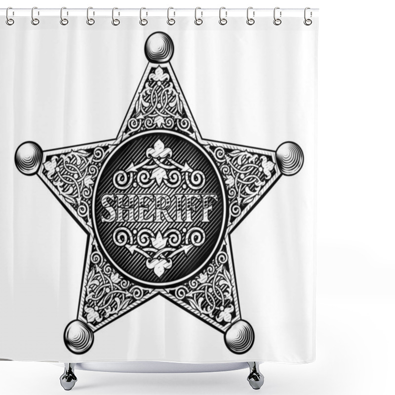 Personality  Sheriff Badge Drawing Shower Curtains