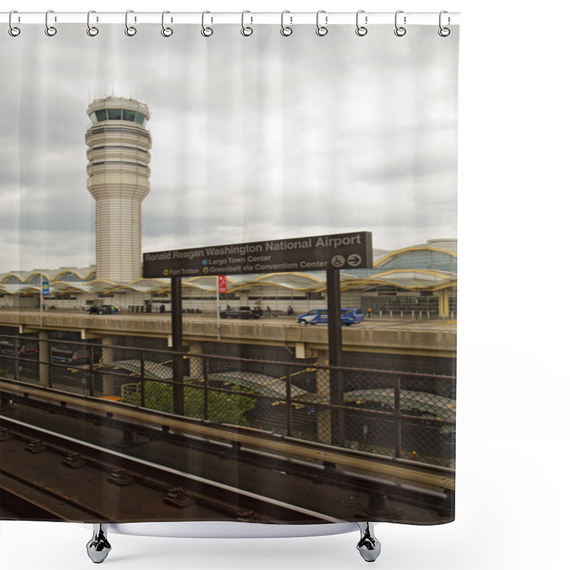 Personality  Washington DC Metro Sign At Ronald Reagan National Airport Shower Curtains