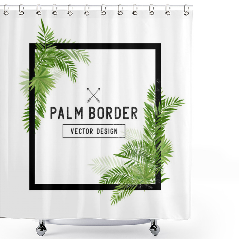 Personality  Tropical Palm Leaf Border Vector Shower Curtains