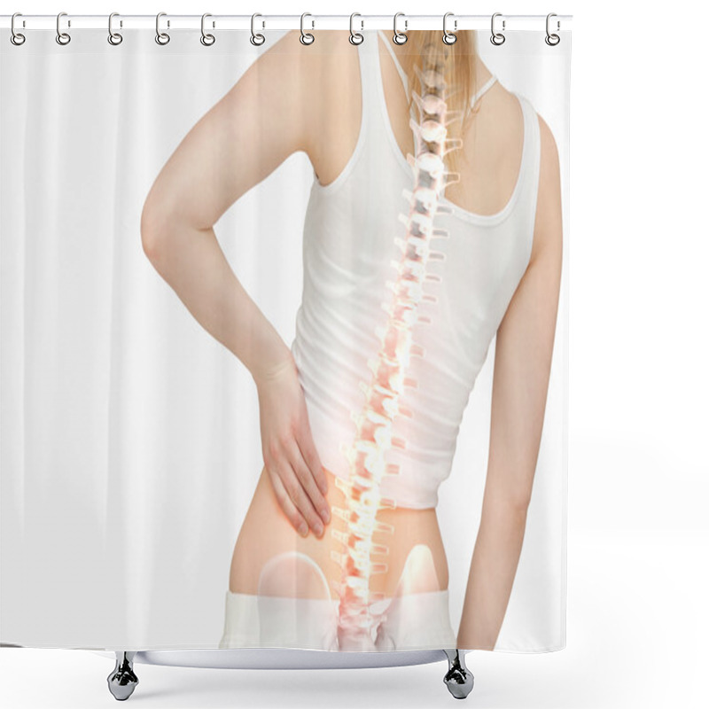 Personality  Highlighted Spine Of Woman With Back Pain Shower Curtains