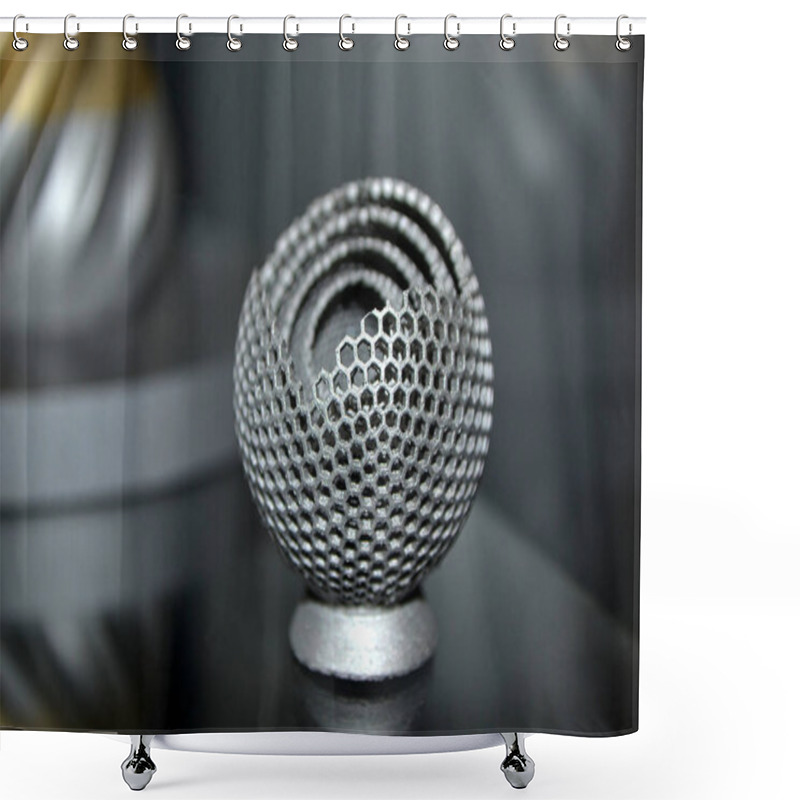 Personality  Object Printed On Metal 3d Printer Close-up. Shower Curtains