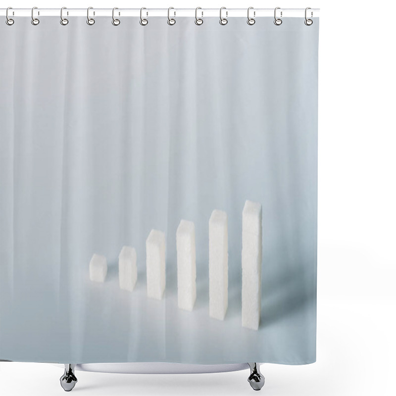 Personality  Stacks Of White Sugar Cubes On Grey Background With Copy Space Shower Curtains