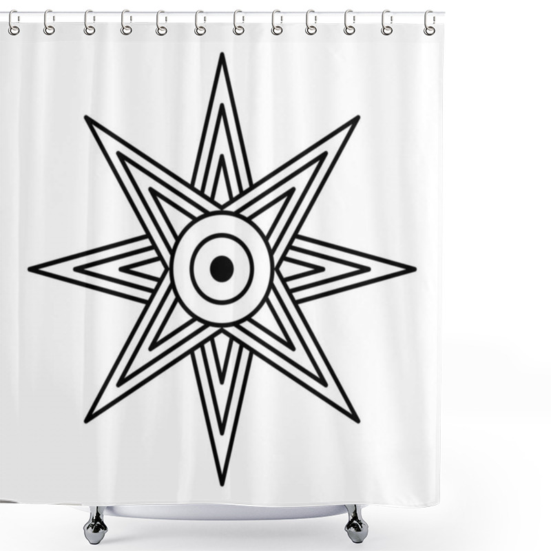 Personality  Star Of Ishtar Or Inanna, Also Known As The Star Of Venus, Usually Depicted With Eight Points. Symbol Of Ancient Sumerian Goddess Inanna, And Her East Semitic Counterpart Ishtar. Illustration. Vector. Shower Curtains