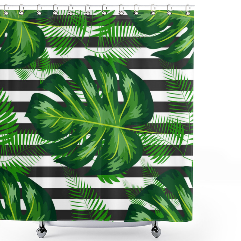 Personality  Tropical Pattern With Monstera Leaves. Summer Design Shower Curtains