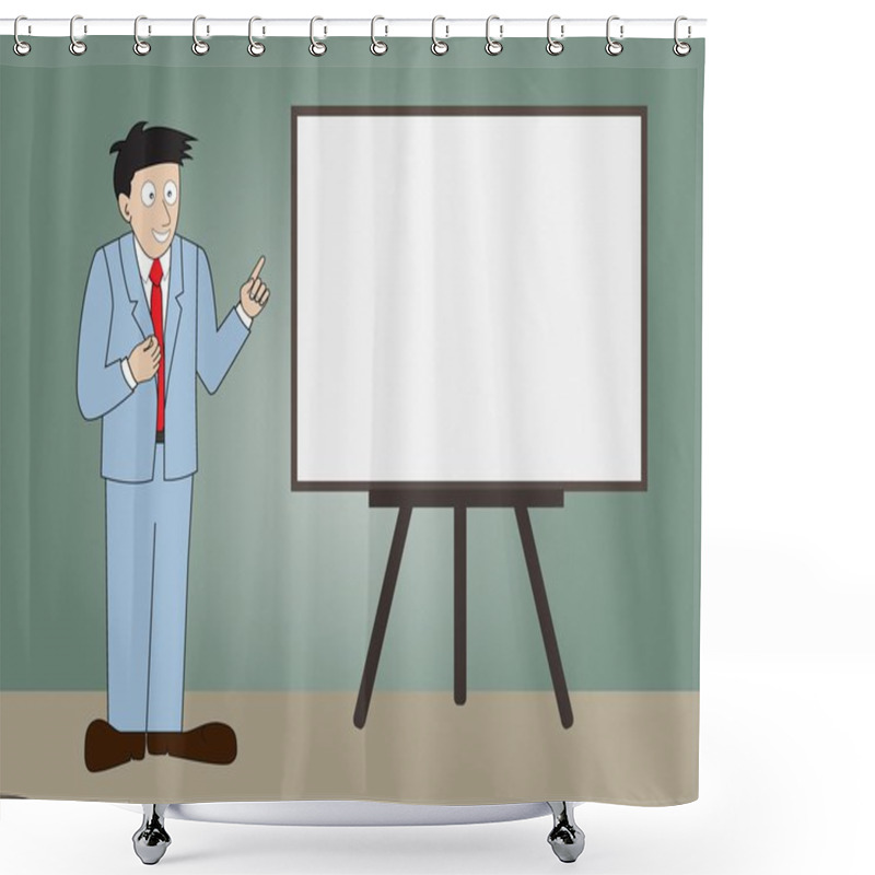 Personality  Businessman Presentation On Whiteboard Shower Curtains