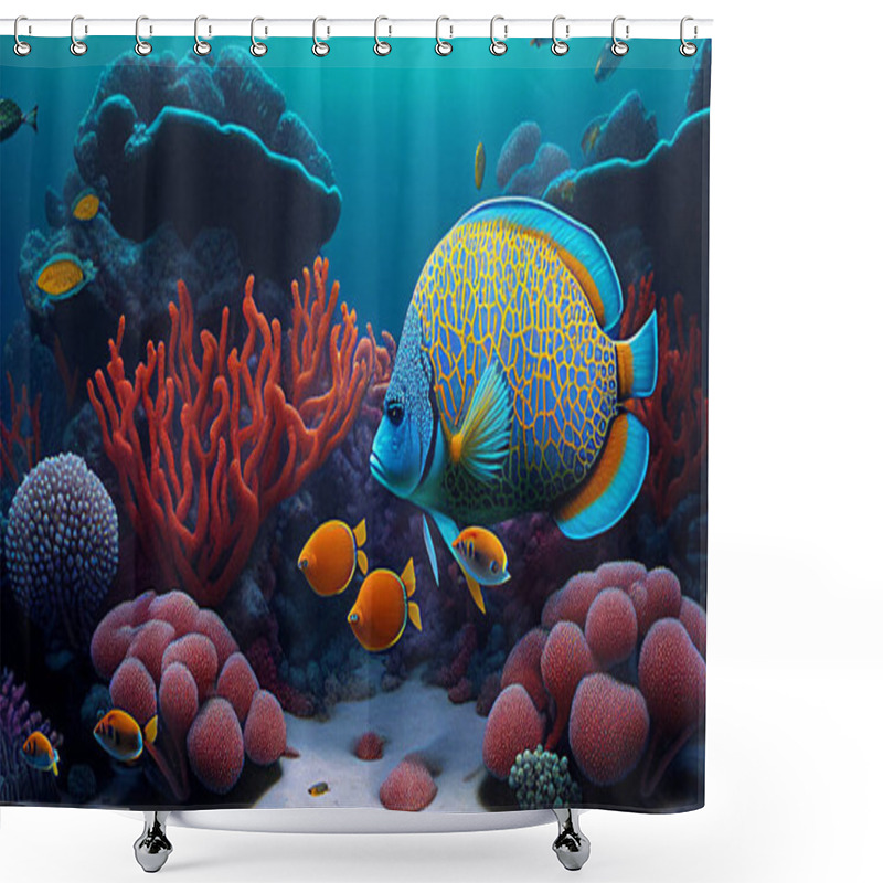 Personality  Sea Background With Tropical Fish And Coral Reefs Shower Curtains