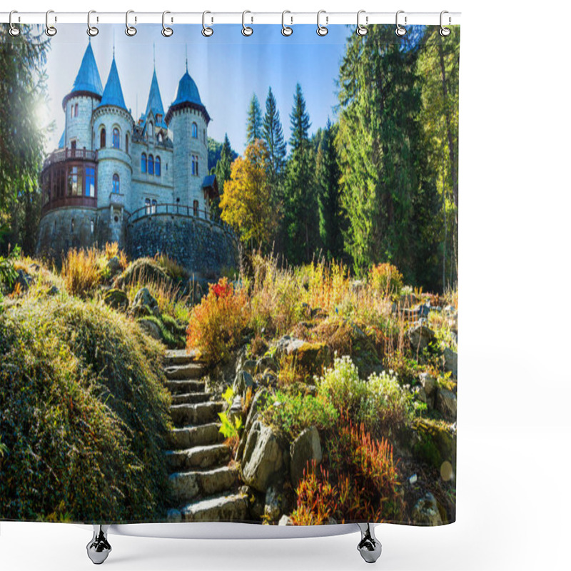 Personality  Romantic Castles Of Valle D'Aosta - Faiy Tale Savoia Castle. North Italy. Shower Curtains