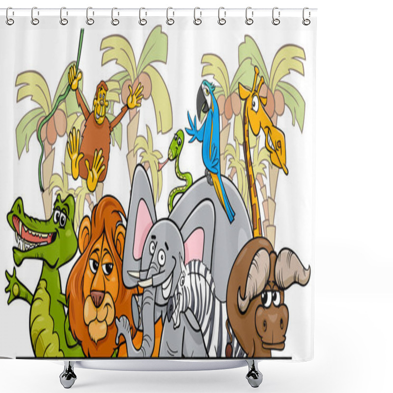 Personality  Cartoon African Safari Wild Animals Group Shower Curtains