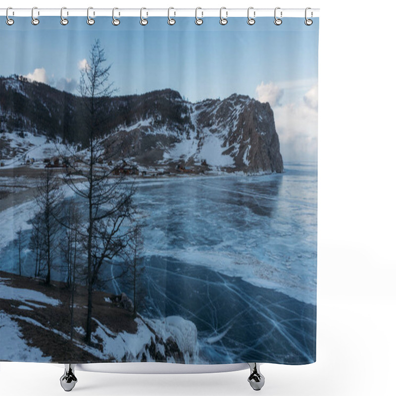 Personality  Frozen Winter Lake In Scenic Mountains, Russia, Lake Baikal Shower Curtains