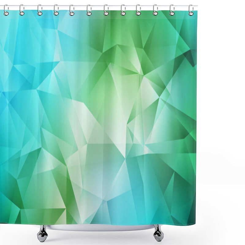 Personality  Light Blue, Green Vector Gradient Triangles Template. Shower Curtains